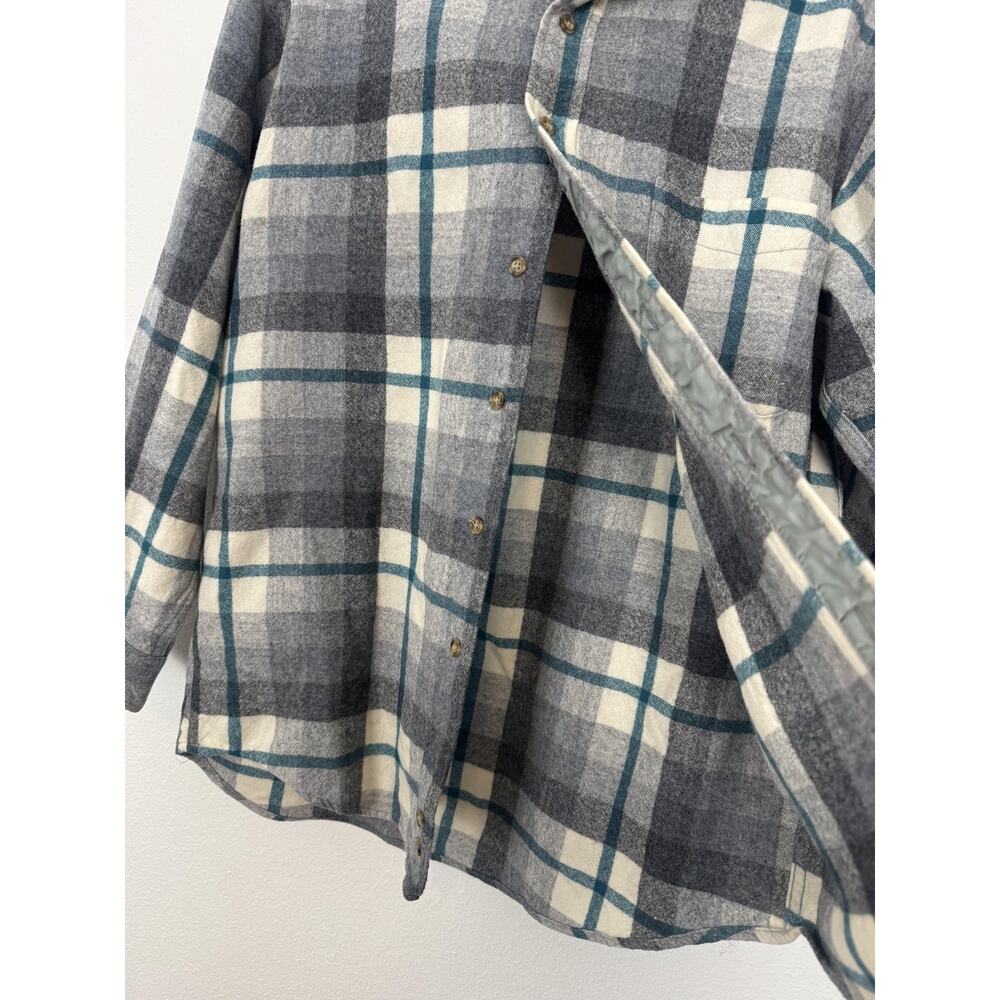 Pendleton Shirt Mens Medium Gray Plaid Wool Flannel Long Sleeve Lined Made USA - Picture 4 of 9